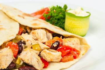 burrito with beans and chicken
