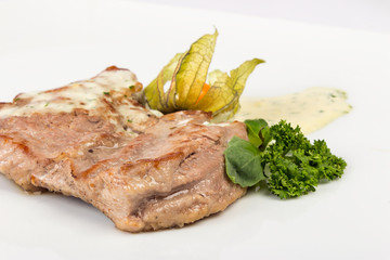 piece of Bavarian roasted pork in beer sauce