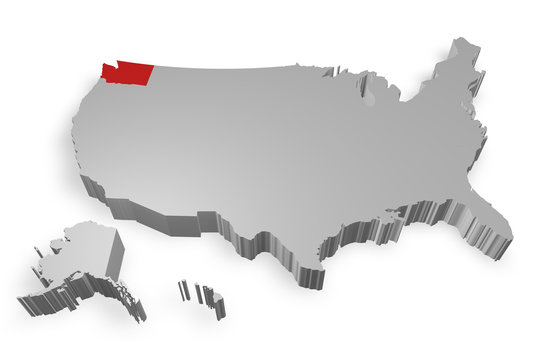 Washington e cartina degli Stati Uniti in 3d