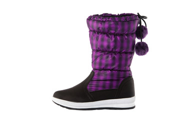 Snow boots on a white