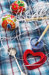 home coloring eggs for Easter holiday