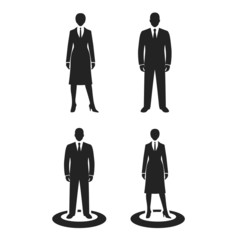 standing business people silhouette web icon