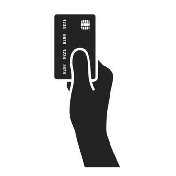 hand holding credit card icon. vector illustration