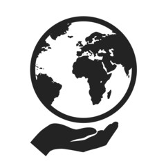 hand holding globe earth vector web silhouette icon