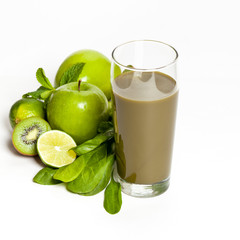 Fototapeta na wymiar Fresh Juice Smoothie Made with Organic Greens