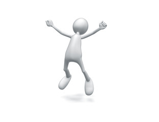 Man jumping with joy on white background.