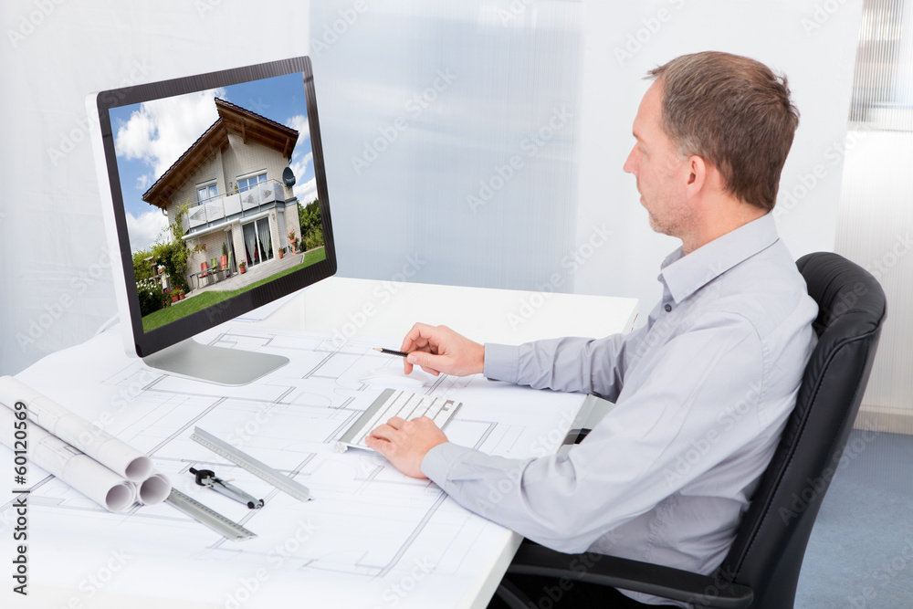Poster Architect Working On Computer