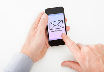 Person's Hand Holding Cellphone Texting