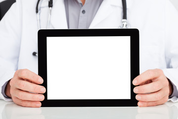 Doctor Showing Digital Tablet