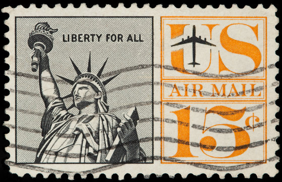 United Stated Of America. Airmail stamp depicting Liberty Enlig