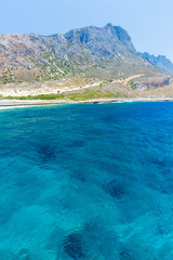 Balos beach. View from Gramvousa Island, Crete in Greece