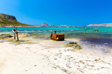 Balos beach. View from Gramvousa Island, Crete in Greece