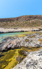 Fototapeta na wymiar Balos beach. View from Gramvousa Island, Crete in Greece.