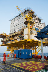 Fototapeta premium supply boat standby for lift cargo