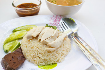 Steam chicken with rice.