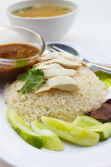 Steam chicken with rice.