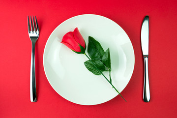 Rose in a plate