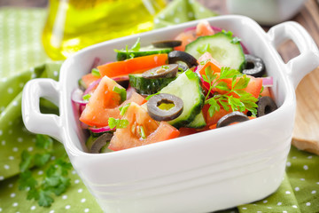 Salad with tomatoes and cucumbers