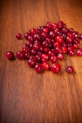 cranberries on a wooden background