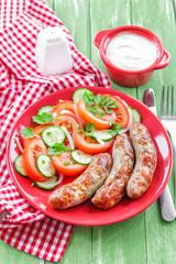 Sausages and salad