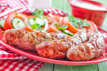 Sausages and salad