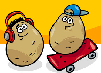 new potatoes potatoes cartoon illustration