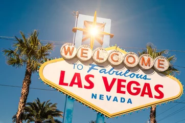 Foto op Plexiglas &quot Welkom bij Fabulous Las Vegas&quot  teken op een zonnige dag © Mirko Vitali