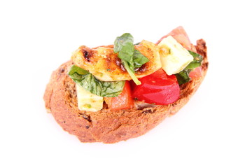 Sandwich with chicken, tomato, cheese and bell pepper