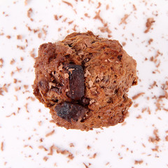 Chocolate muffins on a white background