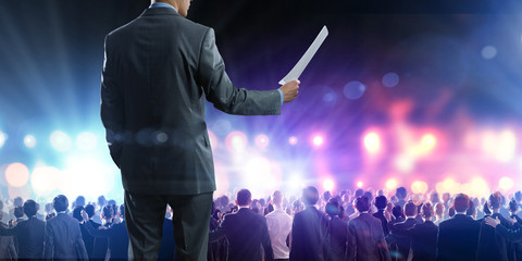 Business man on stage