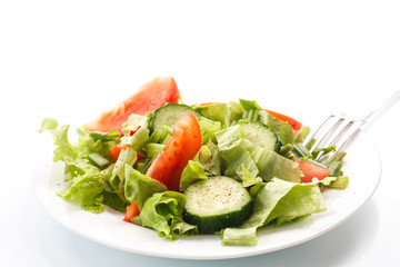fresh salad with cucumbers and tomatoes
