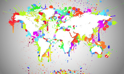 Worldmap White Splash - Weltkarte