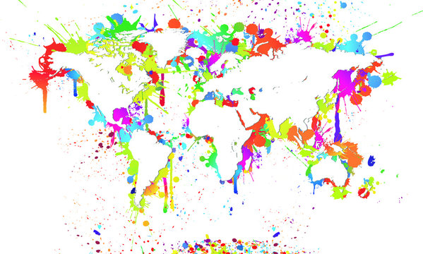 Worldmap White Background Splash - Weltkarte