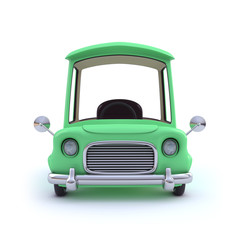 Cute green cartoon car from the front