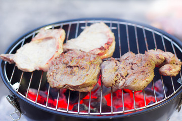 grilling a steak on the BBQ