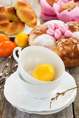Easter egg and pastries.