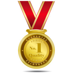 No 1 Quality  Gold Medal Vector Design