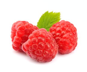 Sweet raspberry with leafs