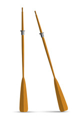 Two wooden oars