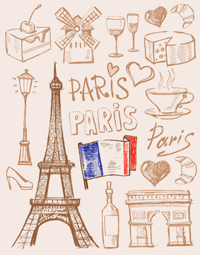 vector hand drawn paris illustration