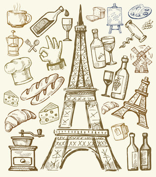 vector hand drawn paris illustration