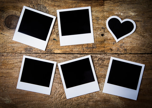 Instant photo frames, with one heart-shaped
