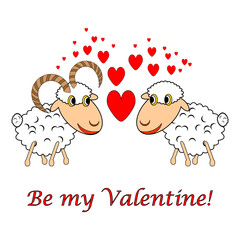 A sheep and a ram in love with text 