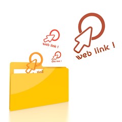 file folder with three web link symbol