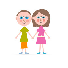 Boy and Girl Vector Illustration Isolated on white Background