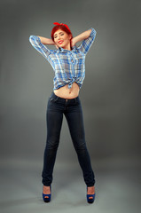 Beautiful pin up woman in full length pose