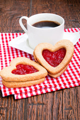 Coffee and cookies with jam