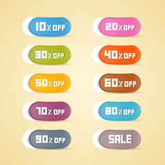 Colorful Vector Discount Stickers, Labels