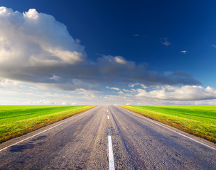 Road and sky. Beautiful summer landscape