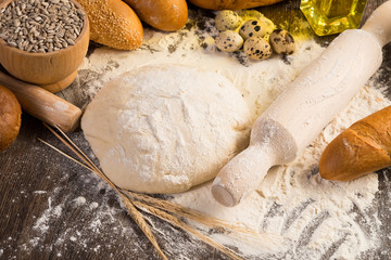 flour, eggs, white bread, wheat ears